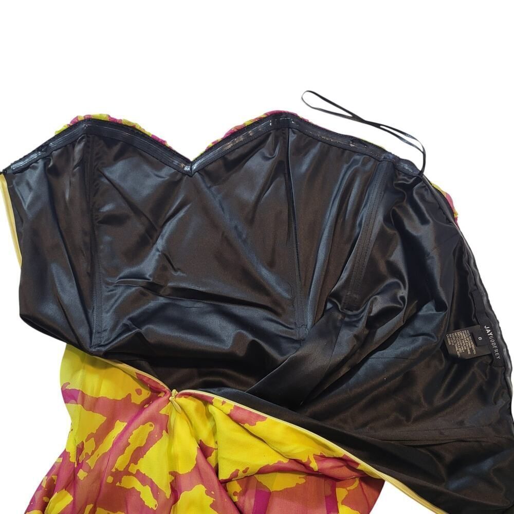 NEW Jay Godfrey SZ 6 Layered Silk Strapless Mini Dress Sheer Pink Green Overlay - Picture 12 of 15
